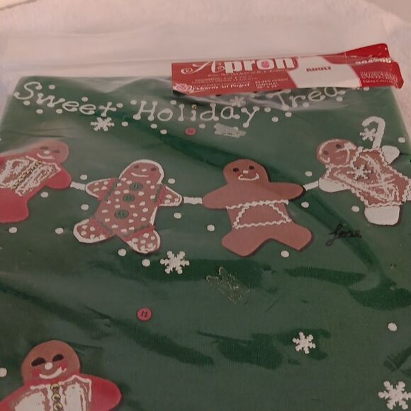 Green Gingerbread "Sweet Holiday Treat Adult Christmas Apron - Picture 4 of 6